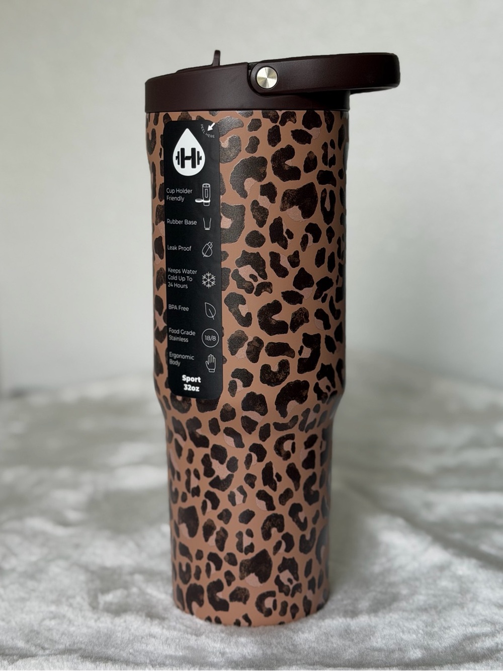 SAVANNA Leopard Print HYDROJUG 32oz Sport Tumbler • 100% LEAKPROOF